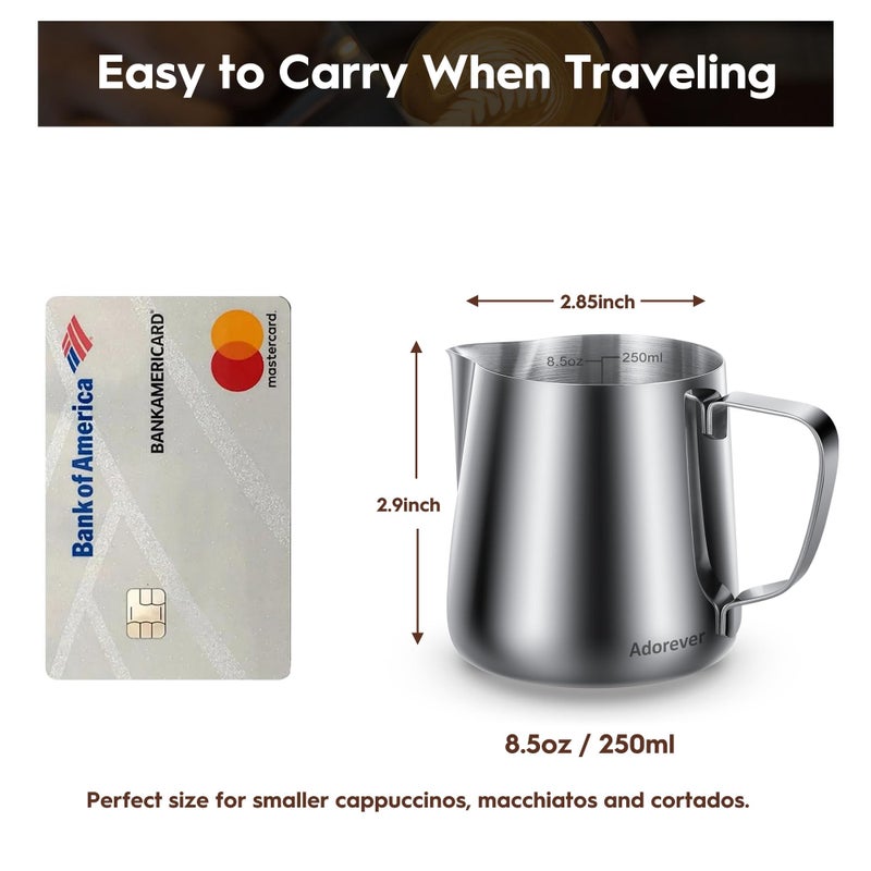 Adorever Milk Frothing Pitcher, 50oz Steaming Pitcher Stainless Steel Espresso Machine Accessories for Coffee Bar, Cappuccino Barista Tools Milk Jug Steamer Frother Cup with Decorating Latte Art Pen - Image 2